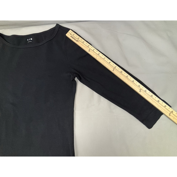 Three Dots Essential Heritage Knit British T-Shirt Size L Black 3/4 Sleeve - Picture 9 of 13
